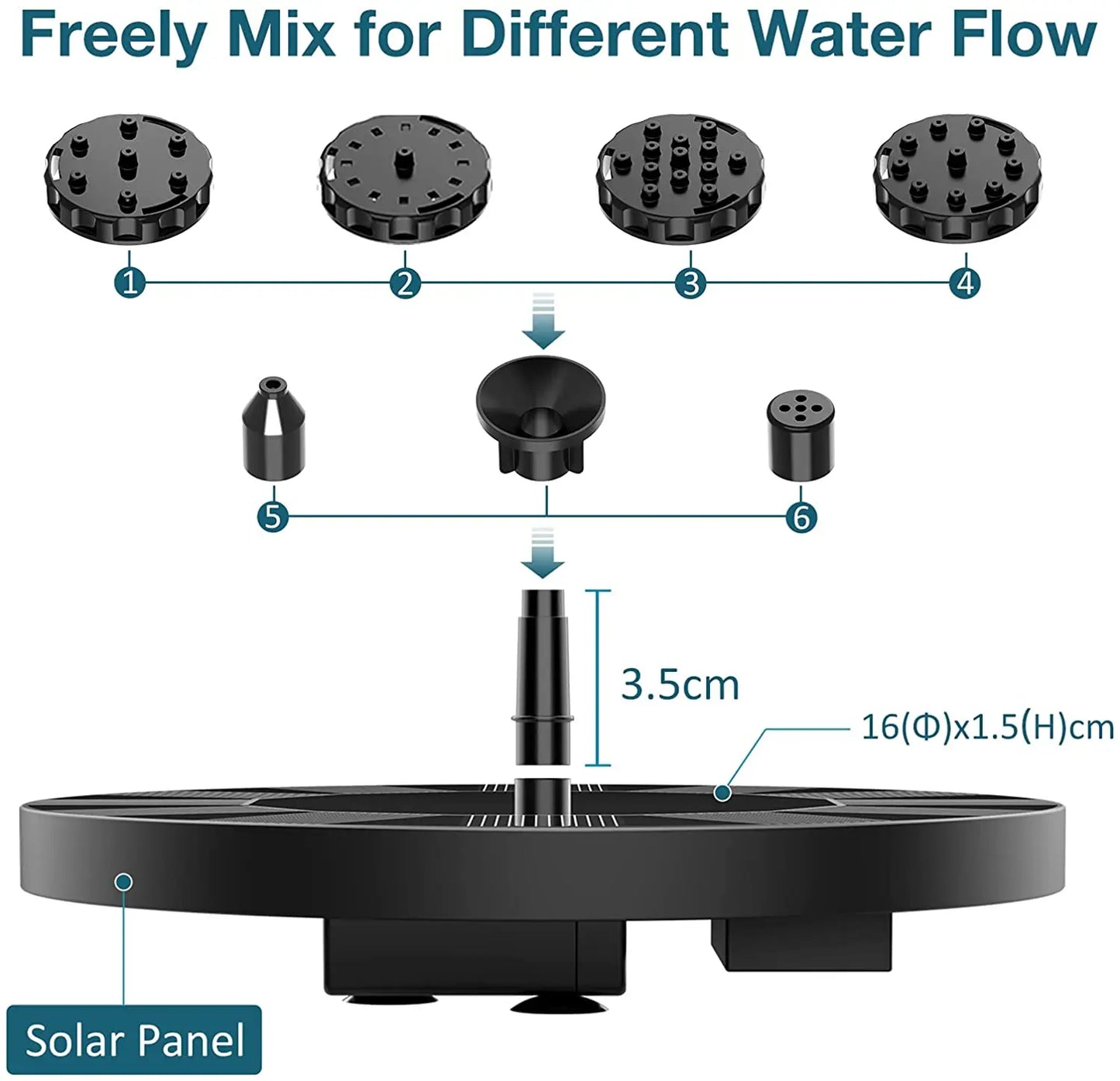 6-nozzle Solar Floating Water Fountain